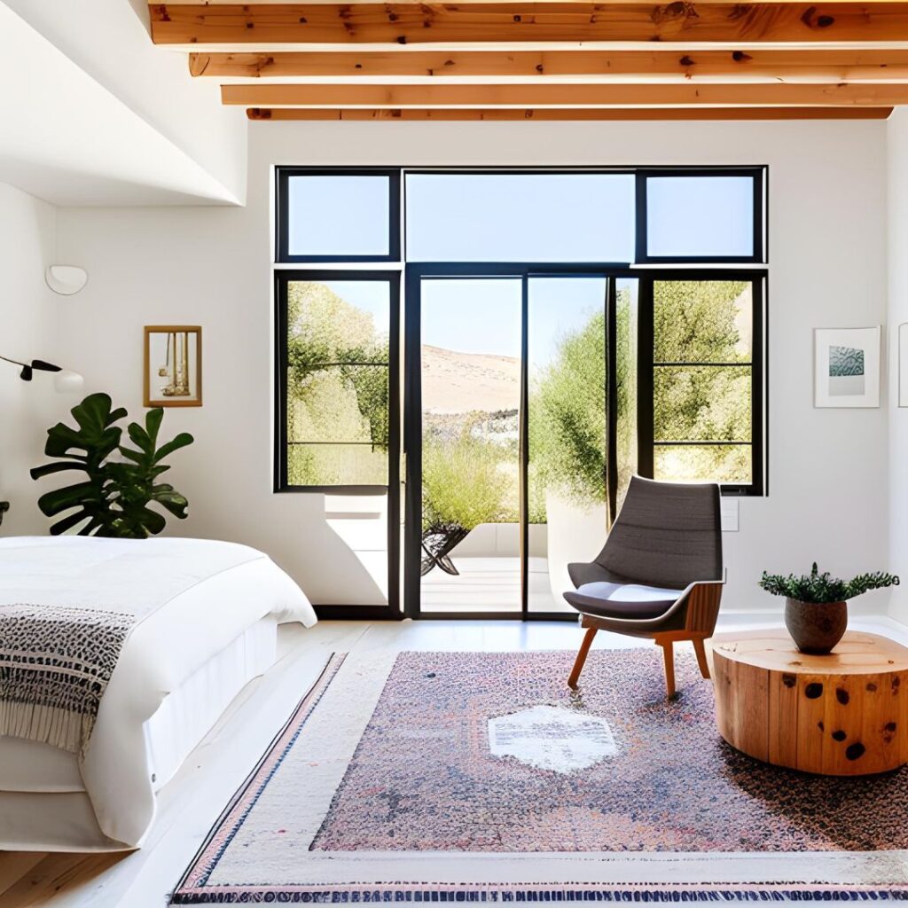 Cali-cool Bedroom opens out to the outdoor garden space.