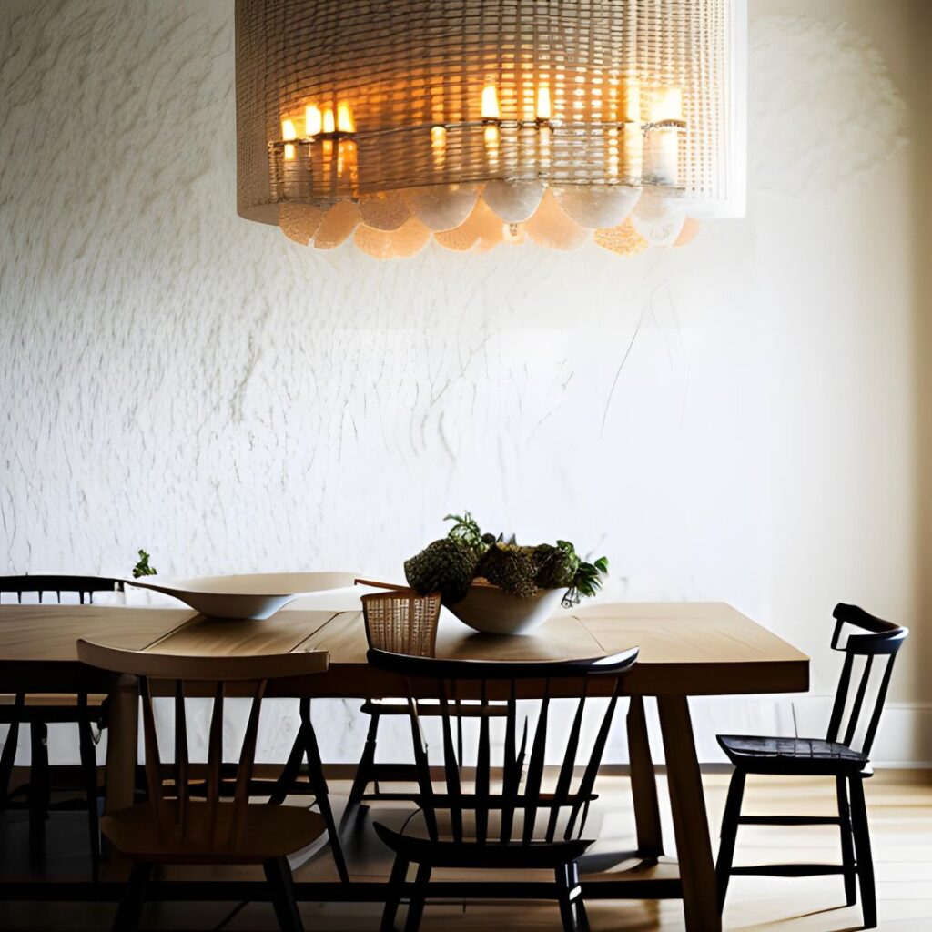 handmade lighting in dining room