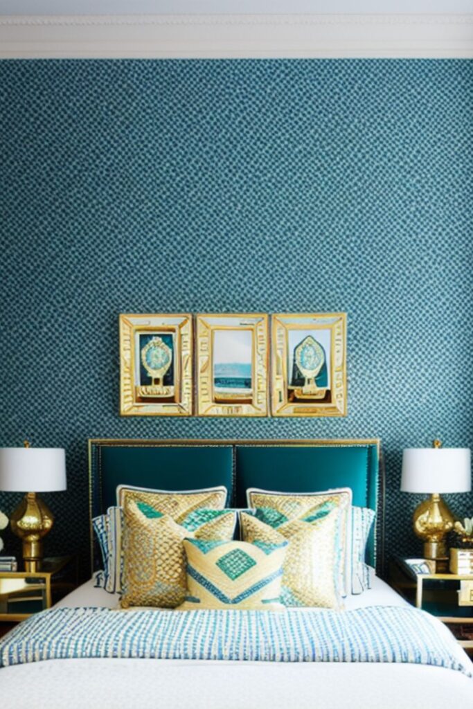 Mix patterns in your bedroom creates interest by layering looks