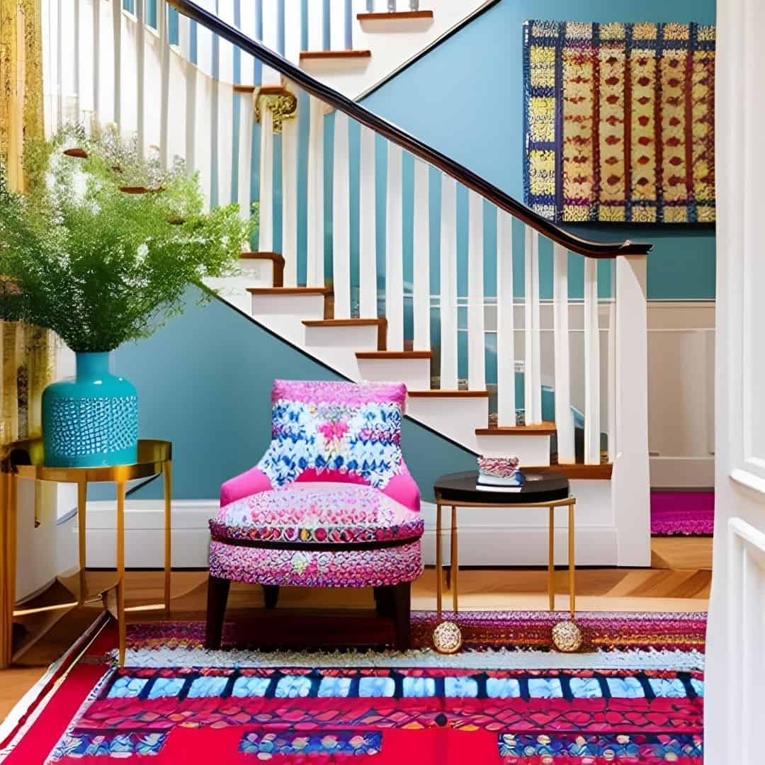 Stenciled Stair Trend Creates the Perfect Entryway Decor - Stencil Stories