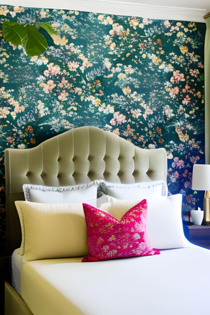 Wallpaper bedroom feature wall