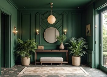 entry with deep forest green color scheme