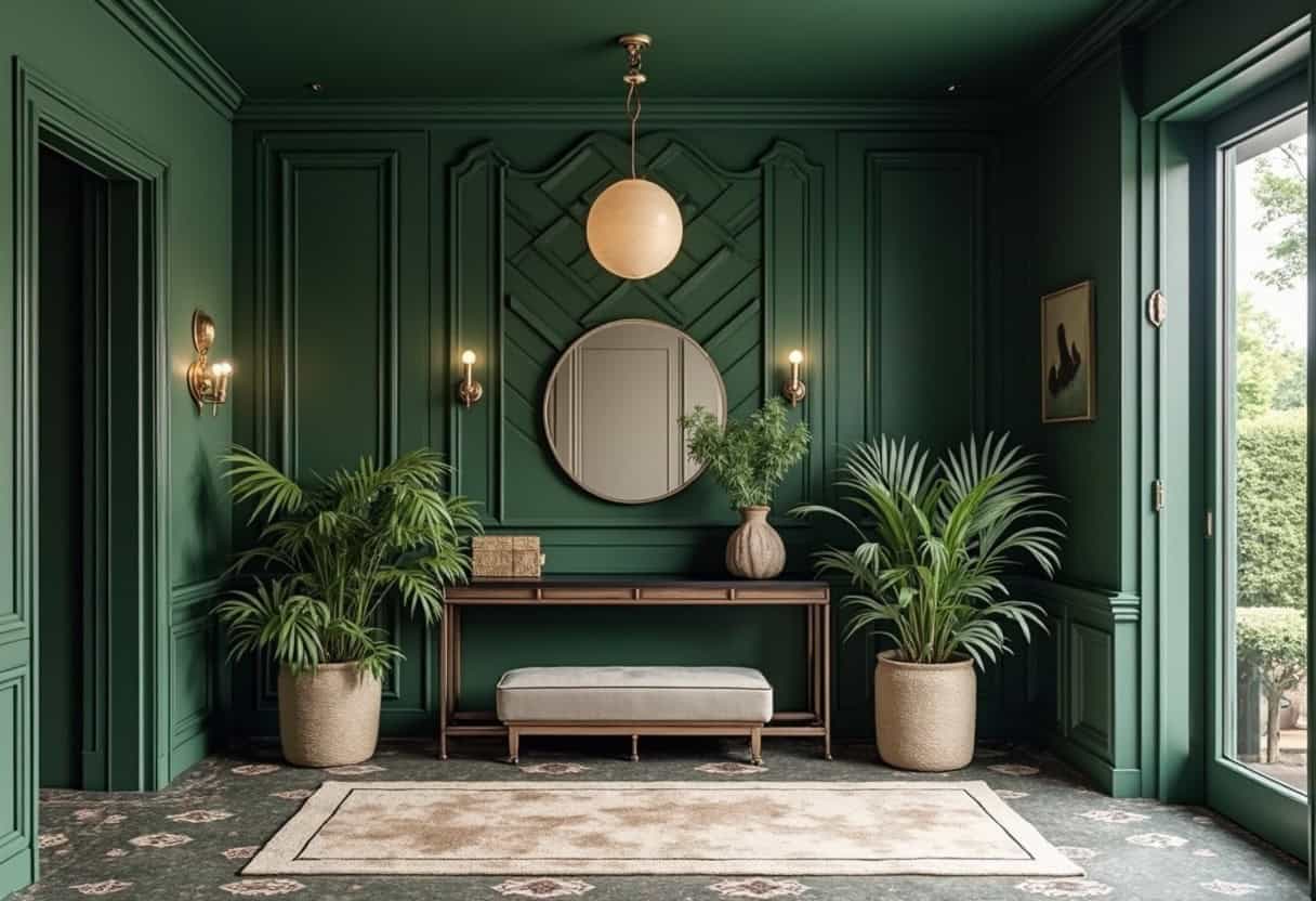 entry with deep forest green color scheme